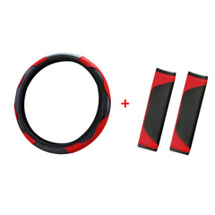 Universal Car Steering Wheel Cover & Seat Belt Cover PU Leather Anti Slip Breath