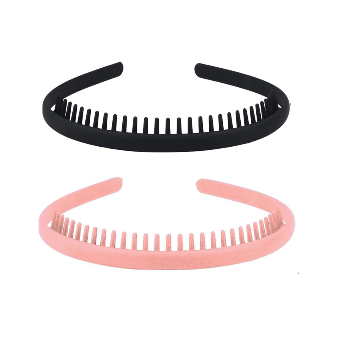 2pcs Morandi Plastic Headbands With Teeth Comb Skinny Hair Bands