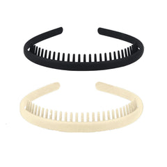 2pcs Morandi Plastic Headbands With Teeth Comb Skinny Hair Bands