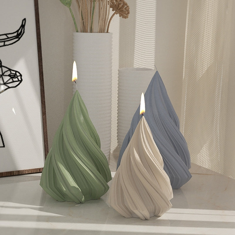 DIY Crystal Drop Glue Mold Cone Shape Spiral Pattern Candle Silicone Mold