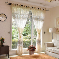 1pc Sheer Curtain Pastoral Tulle Curtain Bedroom Brown Window Drapes Kitchen Hom