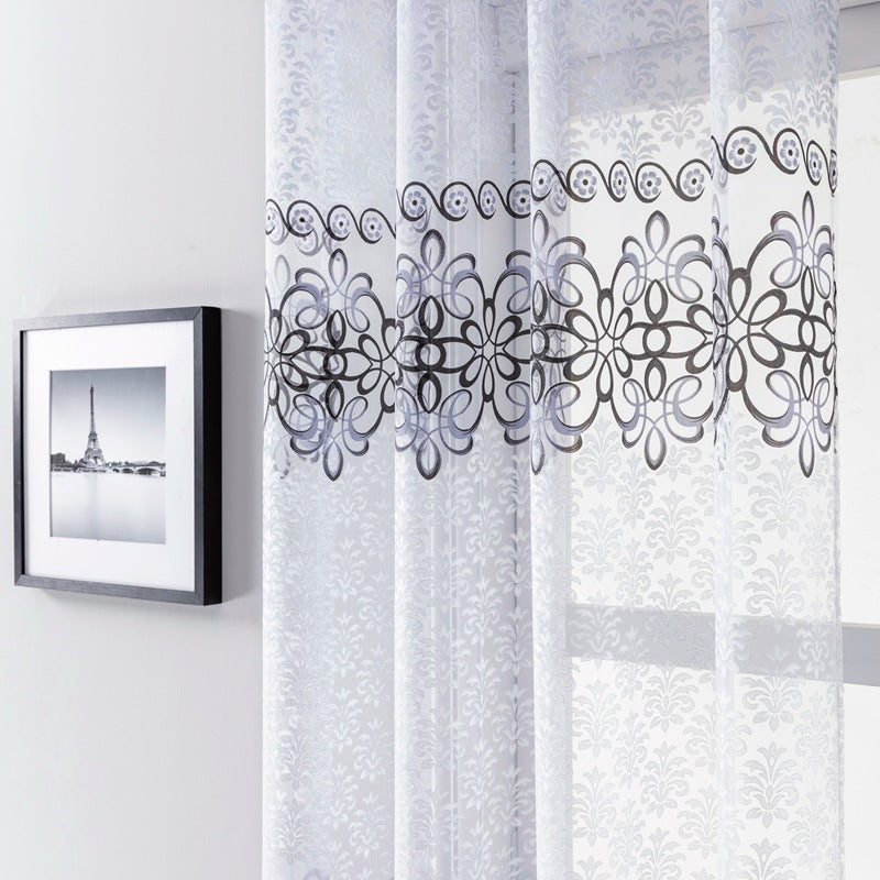 1pc Sheer Curtain Pastoral Tulle Curtain Bedroom Brown Window Drapes Kitchen Hom