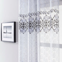 1pc Sheer Curtain Pastoral Tulle Curtain Bedroom Brown Window Drapes Kitchen Hom