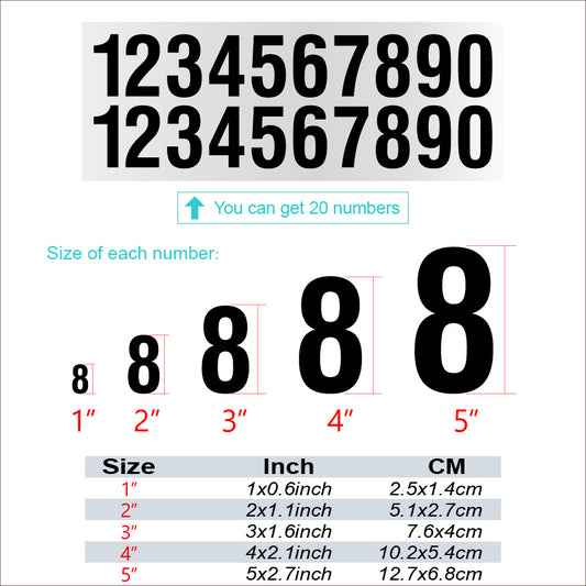 Reflective Number Vinyl Decal Stickers for Car, Zip Code-Mobile Pho