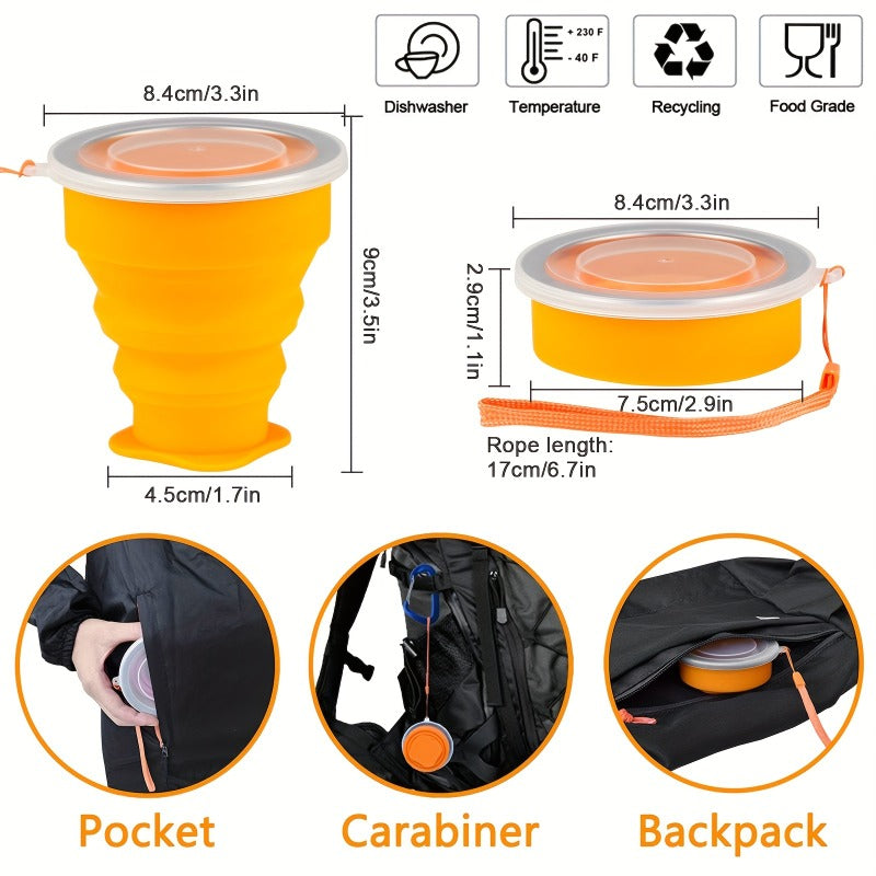 Portable Silicone Water Cup with Lid for Camping