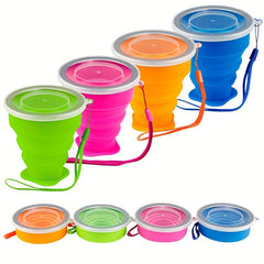 Portable Silicone Water Cup with Lid for Camping