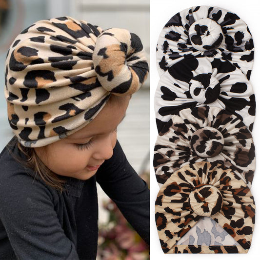 5pc Mixed Baby Warmth Cover Hat Leopard Pattern For First Birthday