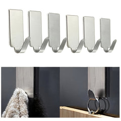 6pcs Adhesive Hooks Stainless Steel Ultra Strong Waterproof Hanger