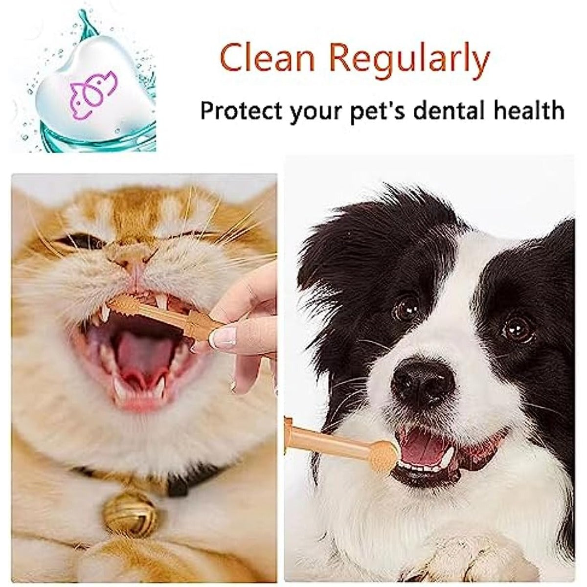 2Pcs Small Dog & Cat Toothbrush Kit Soft Silicone with Storage Box