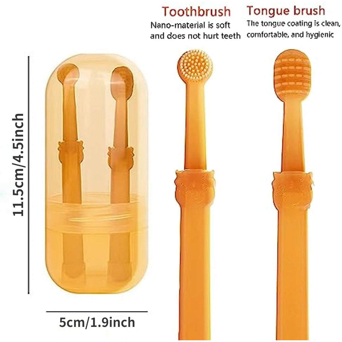 2Pcs Small Dog & Cat Toothbrush Kit Soft Silicone with Storage Box