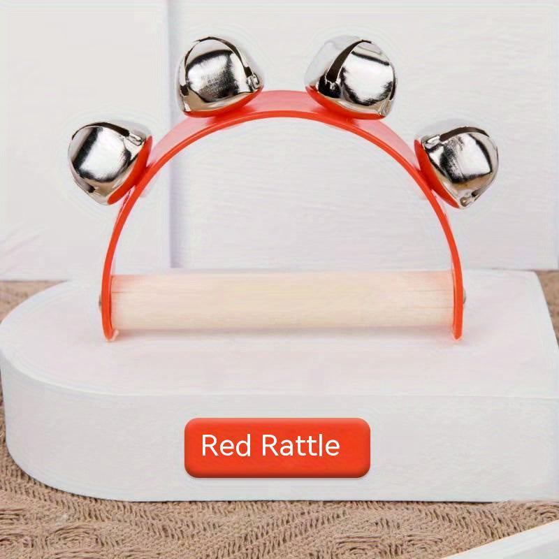 Wooden Half Round Hand Ringing Bell Toy for Kids Musical Skills