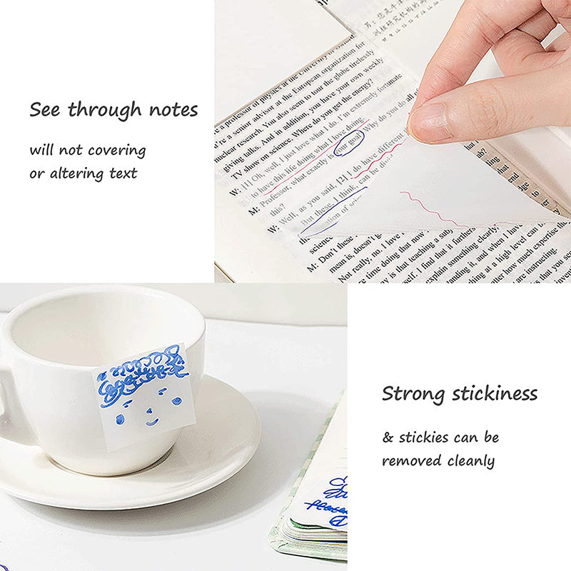 Waterproof Transparent Sticky Note Pad for School Office 50-100 Sheets