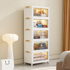 1pc Folding Storage Cabinet With Wheels Multifunctional Foldable Storage Box