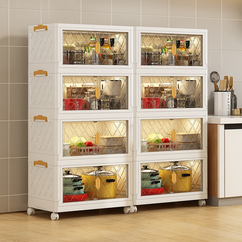 1pc Folding Storage Cabinet With Wheels Multifunctional Foldable Storage Box