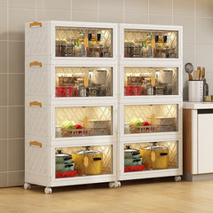1pc Folding Storage Cabinet With Wheels Multifunctional Foldable Storage Box