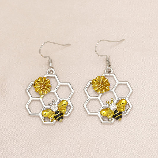 Bee Sunflower Honeycomb Earrings Gift for Girls Kids