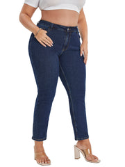  High Rise Stretch Straight Leg Jeans