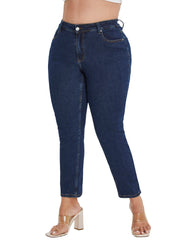  High Rise Stretch Straight Leg Jeans
