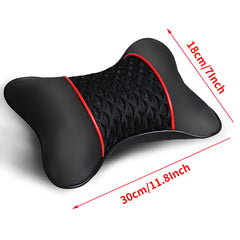 1pc PU Leather Knitted Car Pillows Headrest Neck Rest Cushion Support
