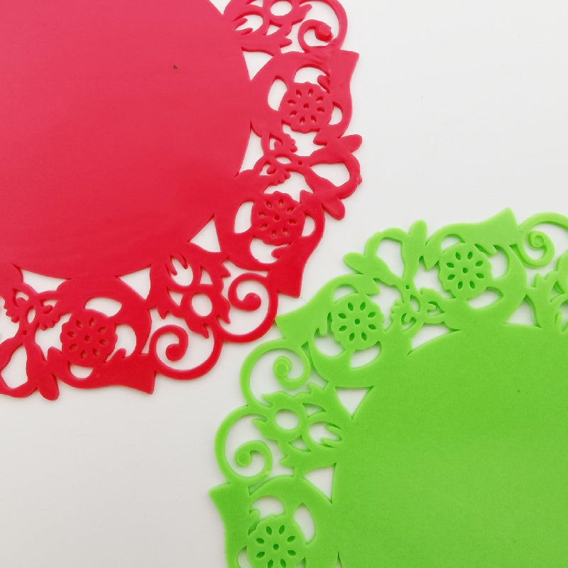 2pcs Silicone Placemats Mesh Round Table Pads Solid Decoration Mat