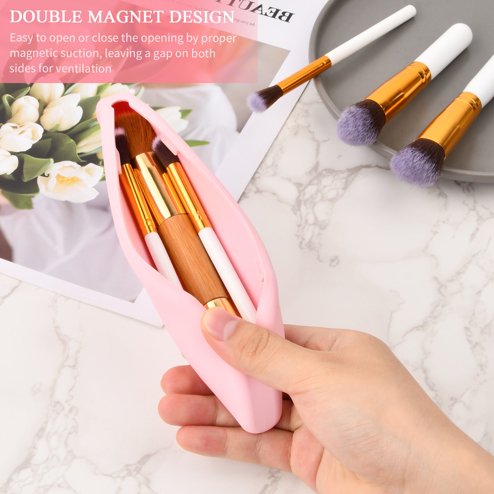 Travel Makeup Brush Holder Portable Cosmetic Bag