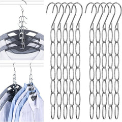 10pcs Metal Chain Clothes Hanger Organizer Foldable Space Saver