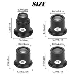 4pcs Eye Loupe Watch Repair Magnifier Set 5X 10X 15X 20X Monocular