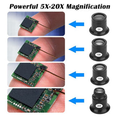 4pcs Eye Loupe Watch Repair Magnifier Set 5X 10X 15X 20X Monocular