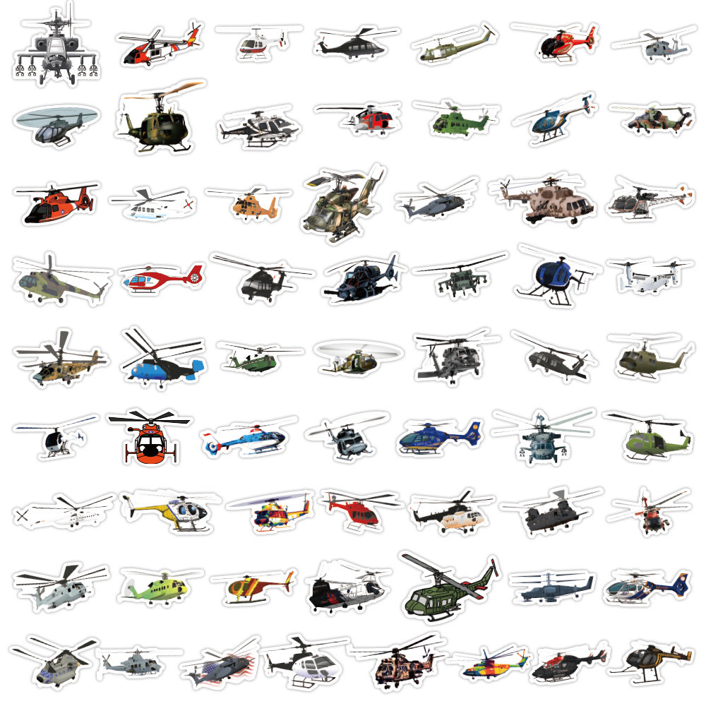 60pcs Cartoon Helicopter Airplane Waterproof Decals for Car Laptop