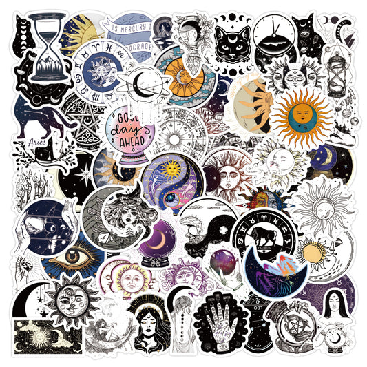 60pcs Retro Astrology Series Graffiti Stickers Waterproof Sticker
