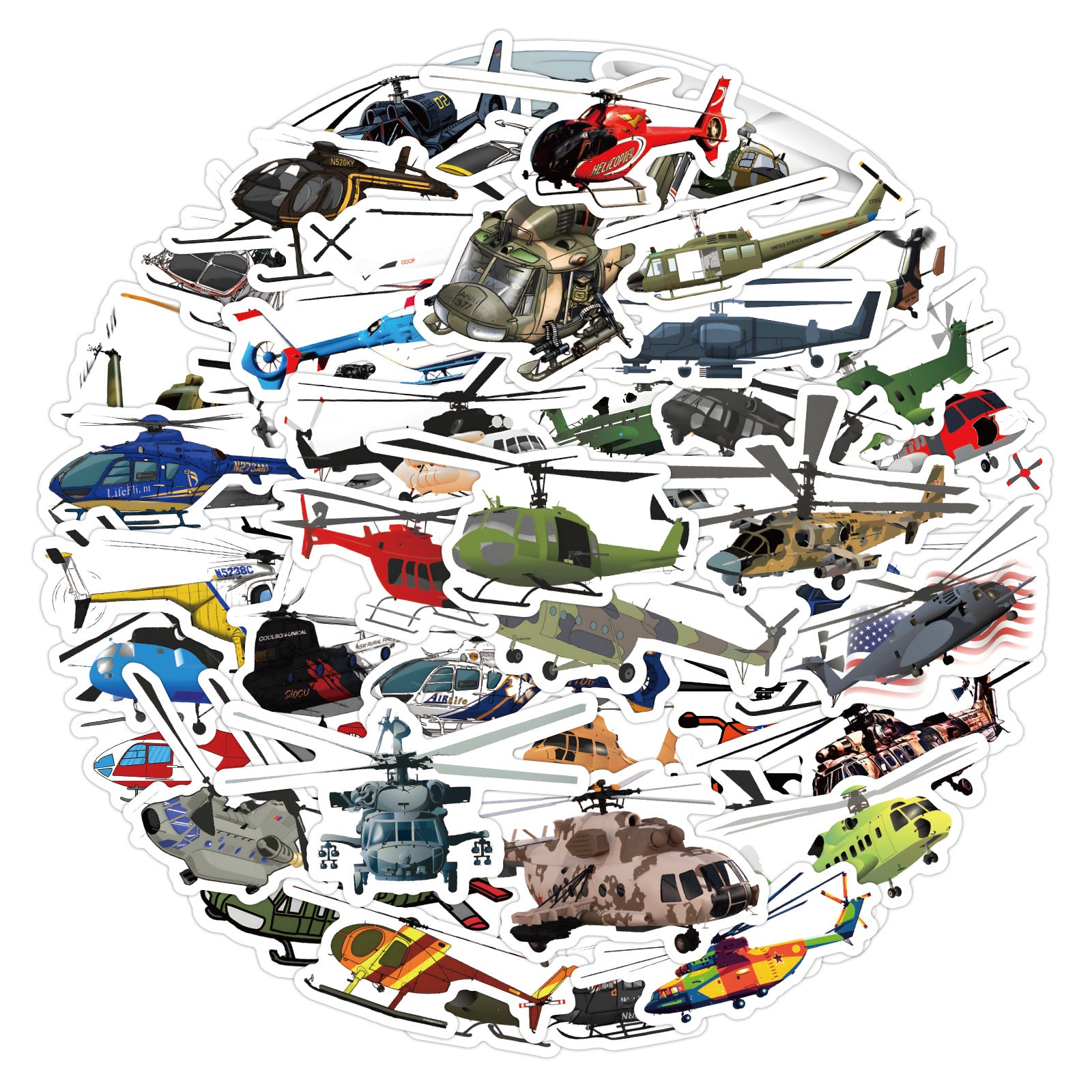 60pcs Cartoon Airplane Helicopter Kids Stickers Waterproof Sticker Material