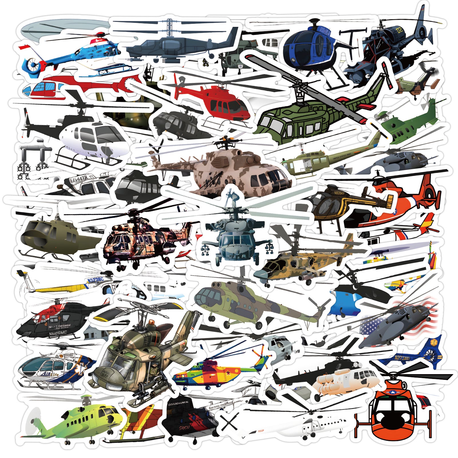 60pcs Cartoon Airplane Helicopter Kids Stickers Waterproof Sticker Material