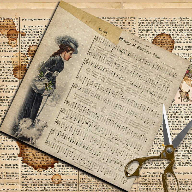 8 Sheets Large Size Music Journal Paper Retro Background DIY Gift Women