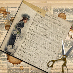 8 Sheets Large Size Music Journal Paper Retro Background DIY Gift Women