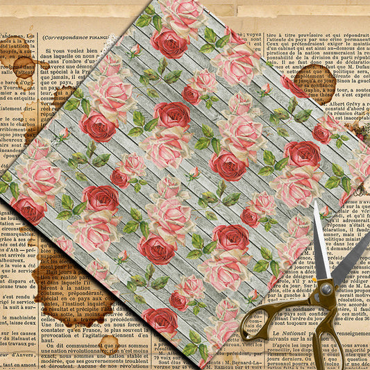 12pcs Large Size Paper Retro Wood Grain Flowers Journal For DIY Gift