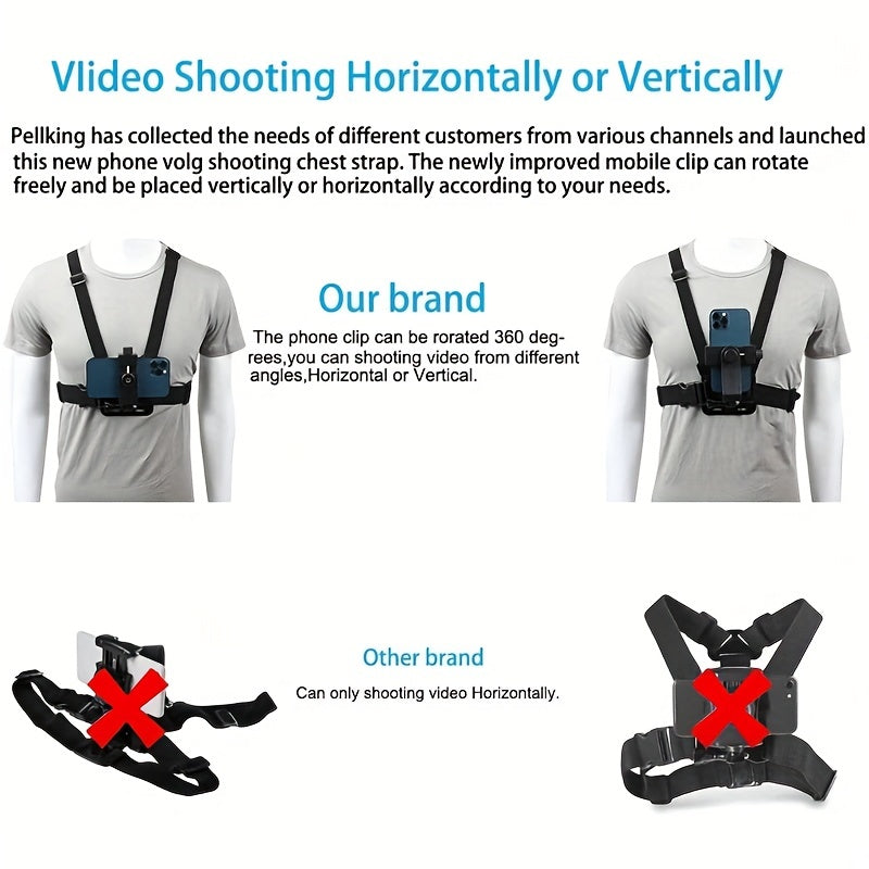 Universal Cell Phone Chest Mount Strap Holder for Outdoor Activities