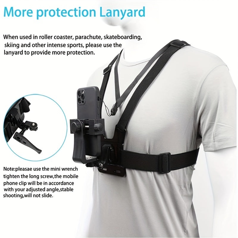 Universal Cell Phone Chest Mount Strap Holder for Outdoor Activities