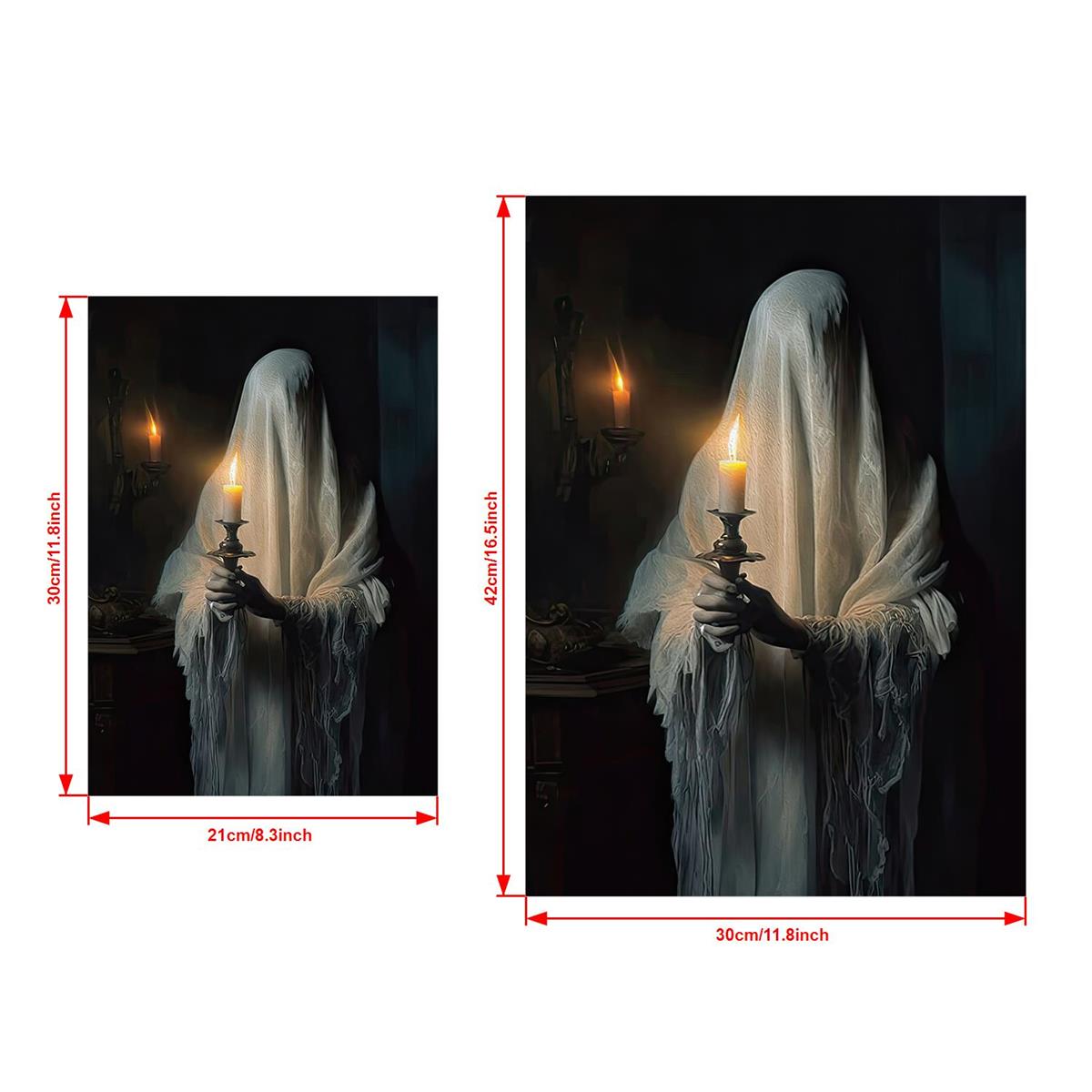 Ghost Holding Candle Art Poster Print Dark Academia Halloween