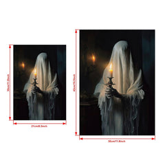 Ghost Holding Candle Art Poster Print Dark Academia Halloween