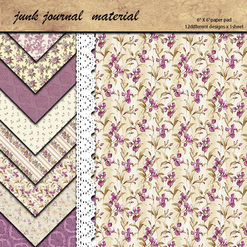 8 Sheets Large Size Purple Material Paper Retro Journal Decoration Diy Tools
