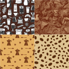 12 Sheets Coffee Material Paper Retro Hand Account DIY Tools Stationery Crafts