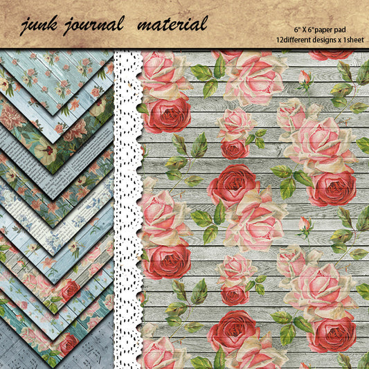12 Sheets Large Retro Journal Decoration Paper Student Stationery Arts Crafts