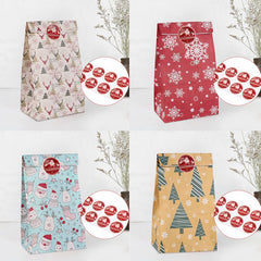 12pcs Merry Christmas Paper Bag Snowflake Christmas Tree Elk Gift Wrap Bag