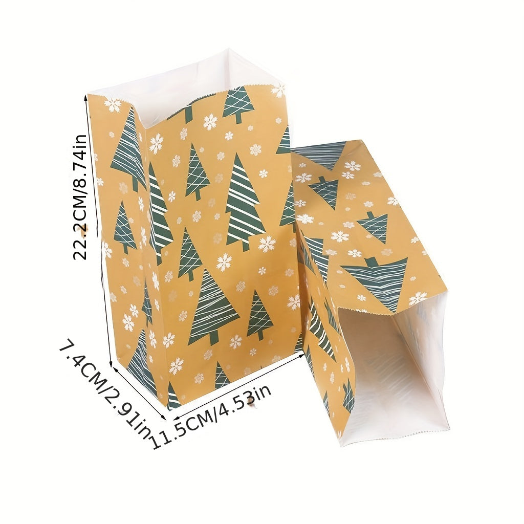 12pcs Merry Christmas Paper Bag Snowflake Christmas Tree Elk Gift Wrap Bag