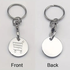 European American Shopping Cart Coin Keychain Metal Token Lobster Clasp