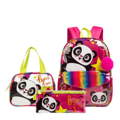Kids Transparent Dinosaur Backpack Set with Lunch Bag & Pencil Case