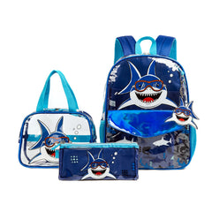 Kids Transparent Dinosaur Backpack Set with Lunch Bag & Pencil Case
