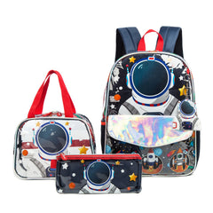 Kids Transparent Dinosaur Backpack Set with Lunch Bag & Pencil Case