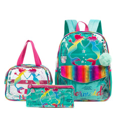 Kids Transparent Dinosaur Backpack Set with Lunch Bag & Pencil Case