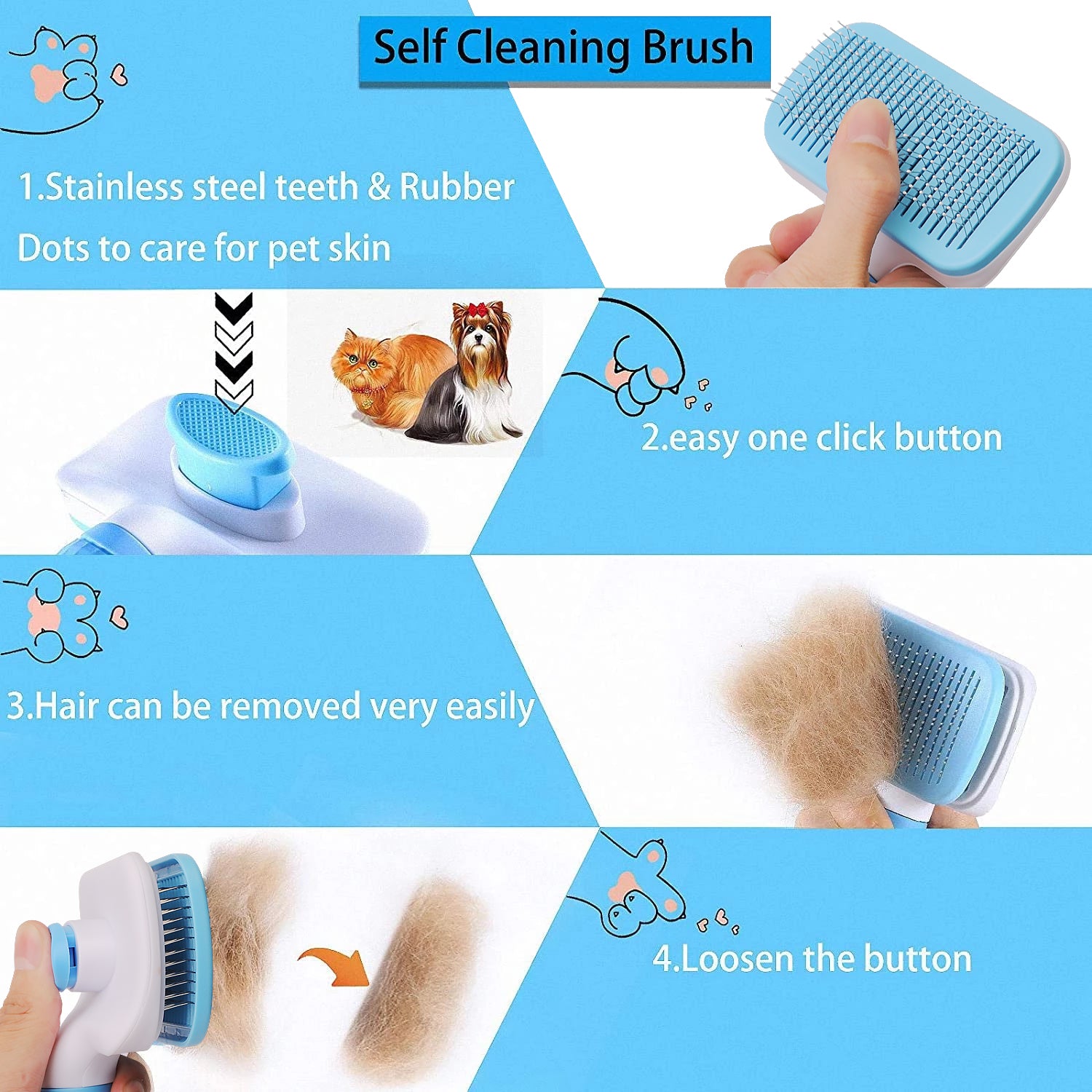Pet Hair Removal Comb For Cats And Dogs Deshedding Brush